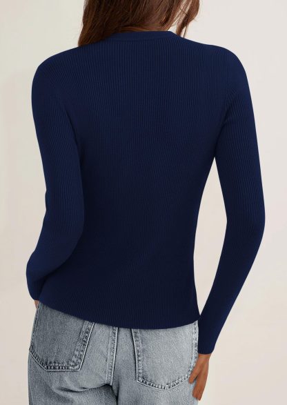 Navy blue striped knit cardigan - Image 2
