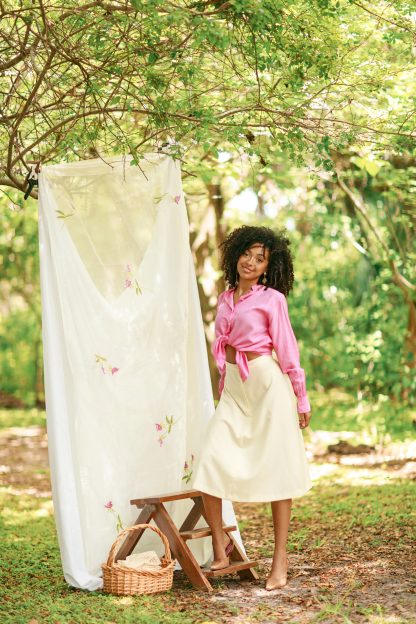 Off-White High-Waisted A-Line Midi Skirt - Image 9