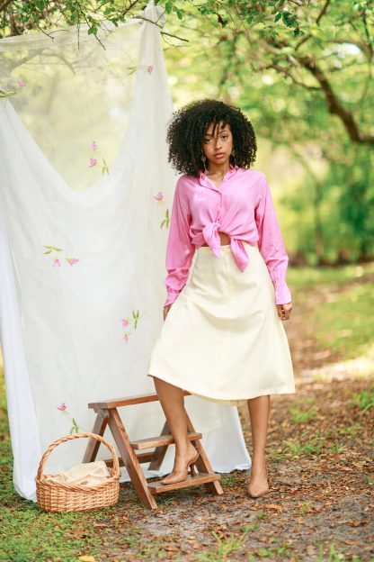 Off-White High-Waisted A-Line Midi Skirt - Image 3