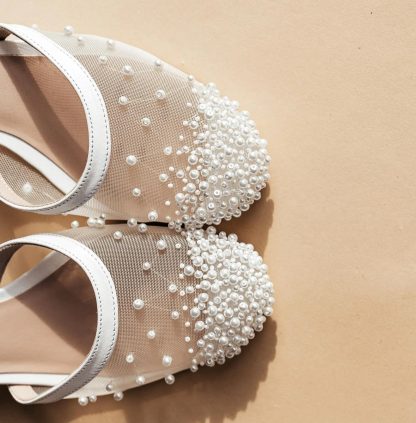 Pearl Mist Chunky Heel Wedding Shoes - Image 6