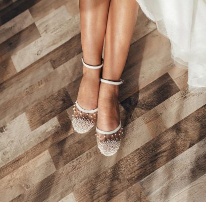 Pearl Mist Chunky Heel Wedding Shoes - Image 4
