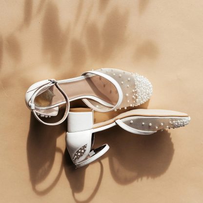 Pearl Mist Chunky Heel Wedding Shoes - Image 2