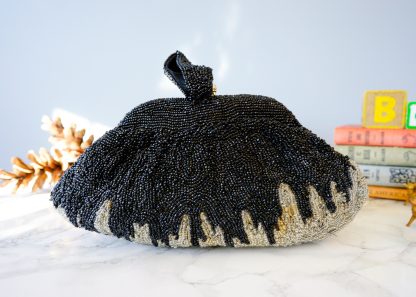 Vintage black and gold beaded tassel clutch - Image 2