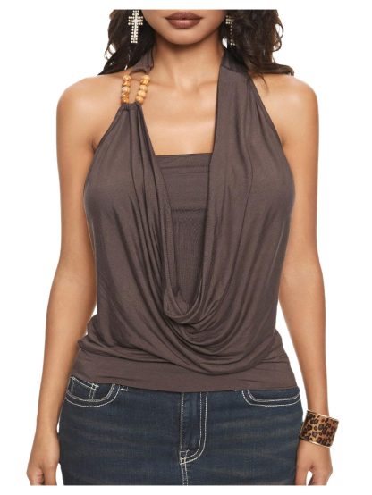 Retro lazy collar halterneck vest - Image 5