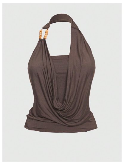 Retro lazy collar halterneck vest - Image 2
