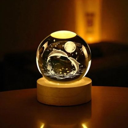 Crystal Pisces Moon-gazing Night Light Ornament - Image 3