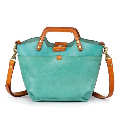 Retro contrasting top layer cowhide mini crossbody bag - Image 8