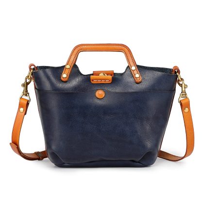 Retro contrasting top layer cowhide mini crossbody bag - Image 6