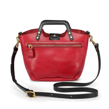 Retro contrasting top layer cowhide mini crossbody bag - Image 3