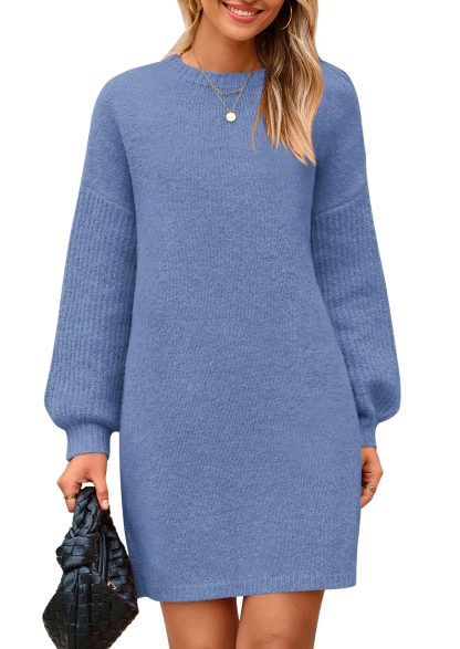 Blue lantern sleeve knit dress - Image 8
