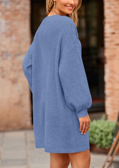 Blue lantern sleeve knit dress - Image 7