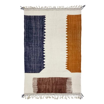 Handmade earth-tone contrast tassel rug - Image 11