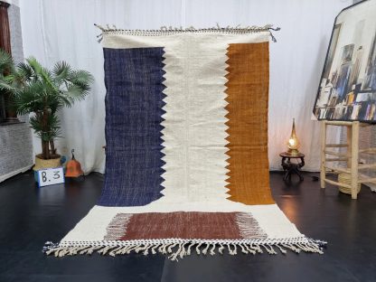 Handmade earth-tone contrast tassel rug - Image 10