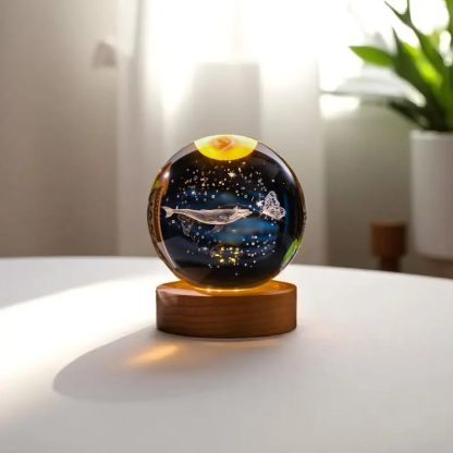 Crystal Whale and Butterfly Night Light Ornament - Image 3