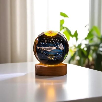 Crystal Whale and Butterfly Night Light Ornament - Image 2