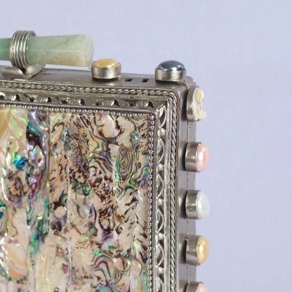 Vintage silver abalone square evening bag - Image 5