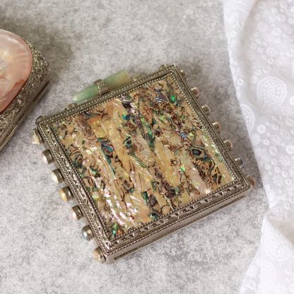 Vintage silver abalone square evening bag - Image 2