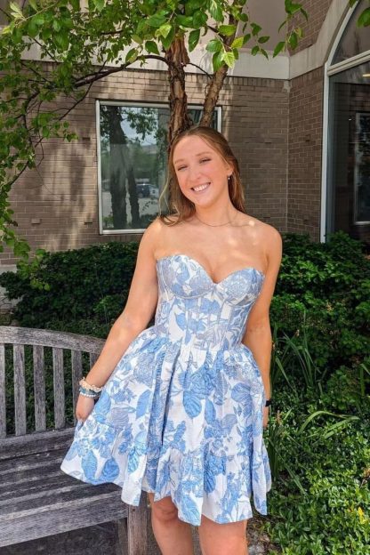 French retro floral tube top short dress - Image 3