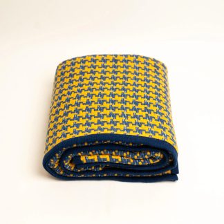 Houndstooth yellow and blue blend throw blanket
