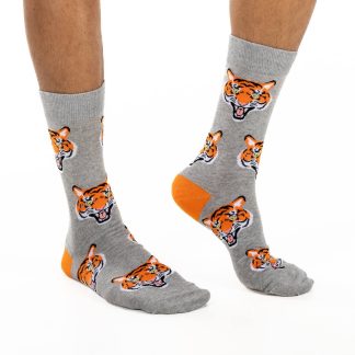 Wild tiger head contrasting color fun trendy socks