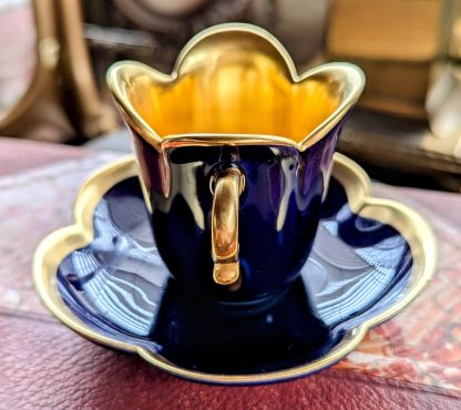 Sapphire blue gilt petal cup and saucer set - Image 2
