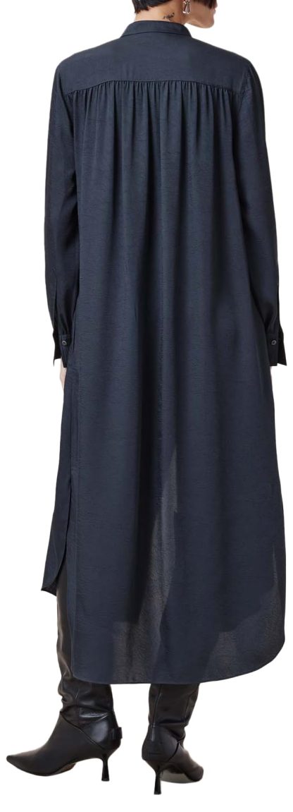 Dark blue stand-up collar shirt dress - Image 10
