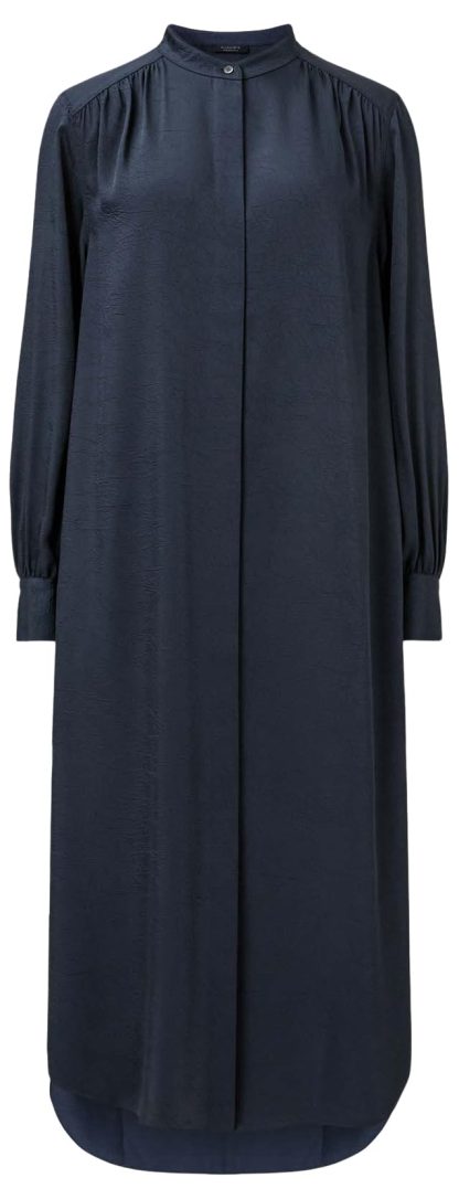 Dark blue stand-up collar shirt dress - Image 9
