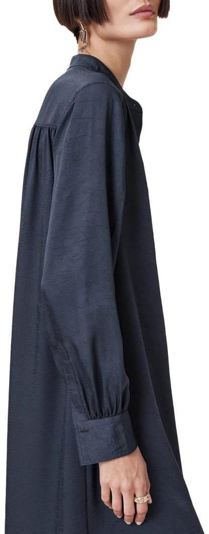 Dark blue stand-up collar shirt dress - Image 6