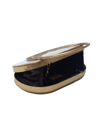 Golden Feather Mother-of-Pearl Oval Evening Bag - Image 6