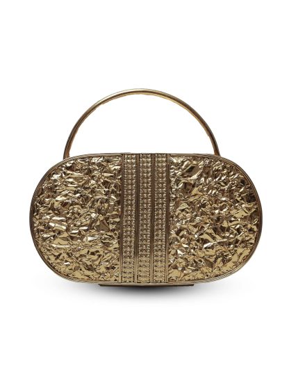 Golden Feather Mother-of-Pearl Oval Evening Bag - Image 2