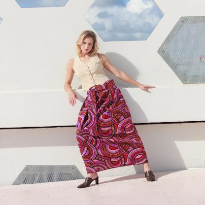 Contrast ring print high waist draped maxi skirt - Image 10