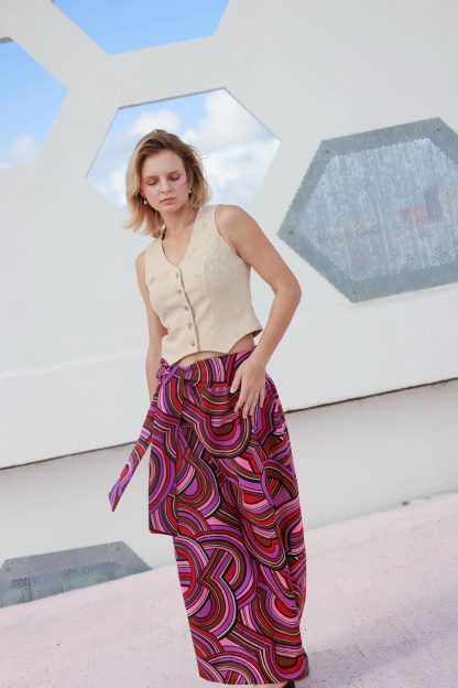 Contrast ring print high waist draped maxi skirt - Image 8
