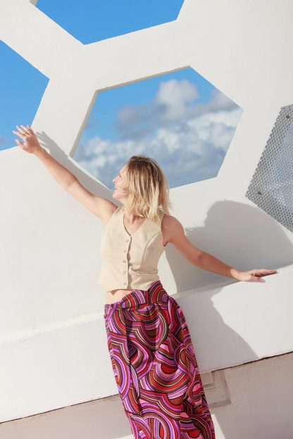 Contrast ring print high waist draped maxi skirt - Image 6