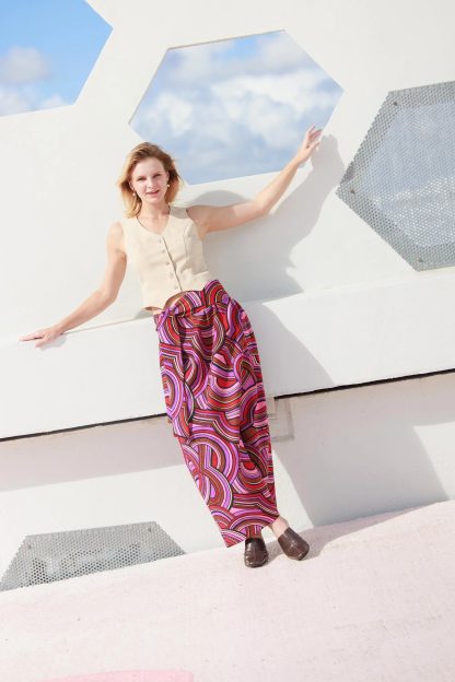 Contrast ring print high waist draped maxi skirt - Image 4