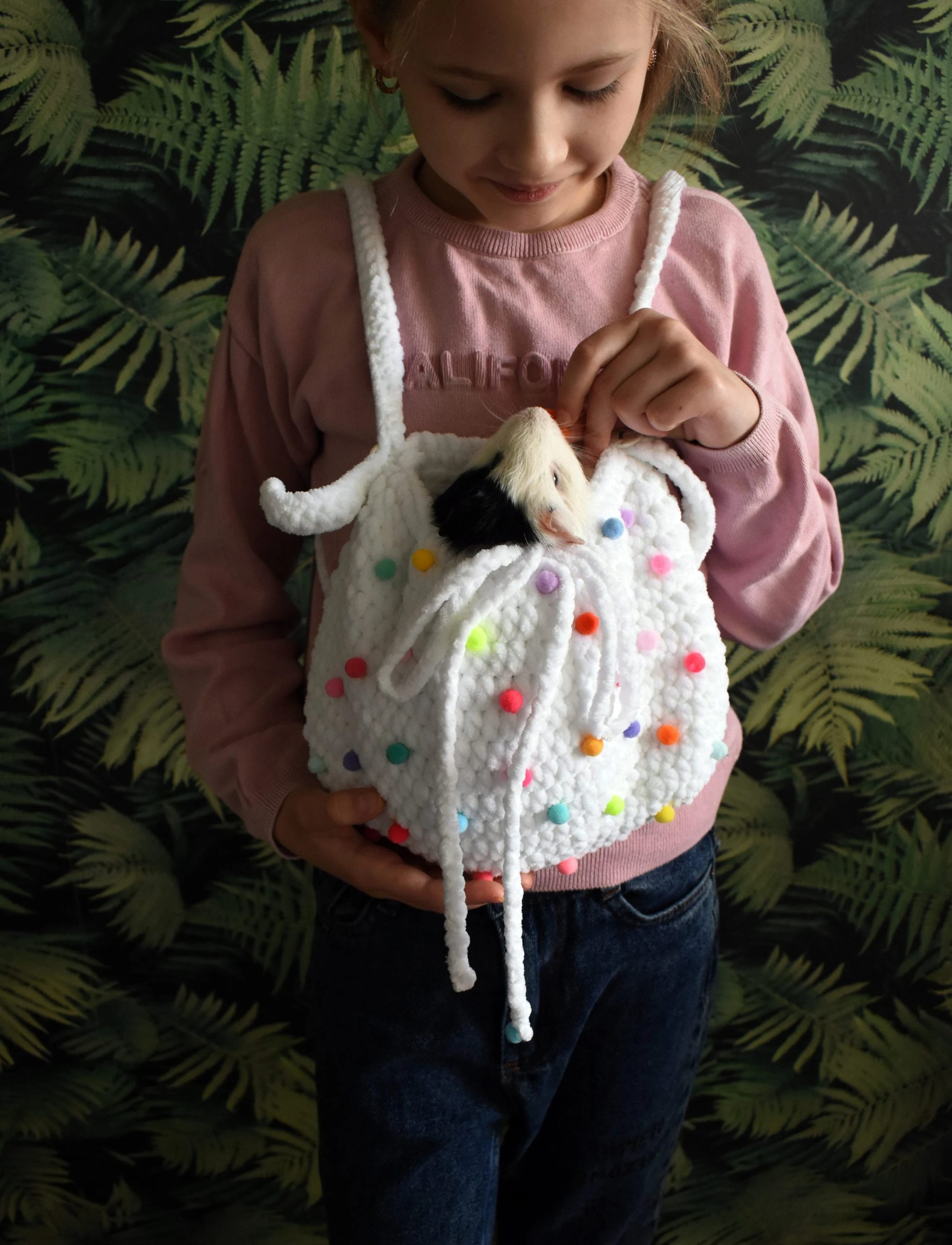 Rainbow Candy Knitted Pet Bag - Image 7