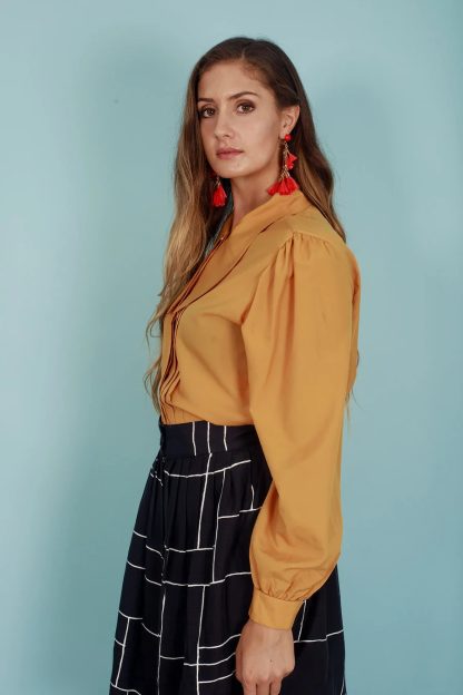 Black Geometric Check A-Line Skirt - Image 2