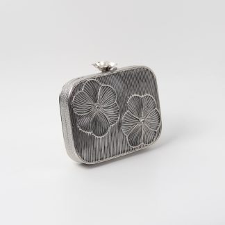 Vintage silver 3D floral evening bag