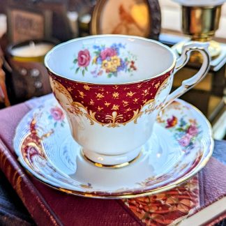 Hand-painted floral cup and saucer set