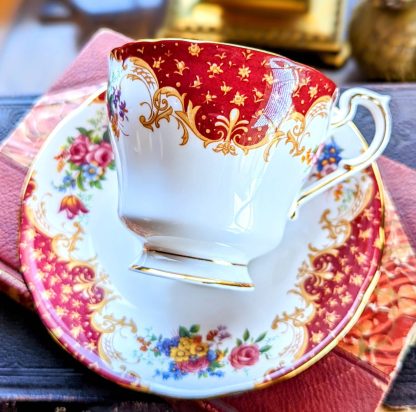 Hand-painted floral cup and saucer set - Image 5