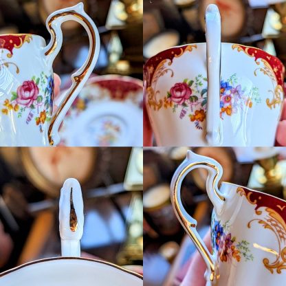 Hand-painted floral cup and saucer set - Image 3