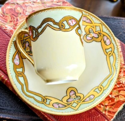 Art Nouveau gilt floral bone china cup and saucer set - Image 6