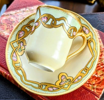Art Nouveau gilt floral bone china cup and saucer set - Image 3