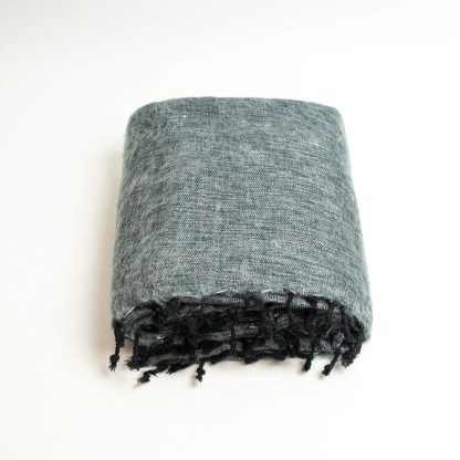 Premium Grey Fringed Wool Blend Throw Blanket - Image 7