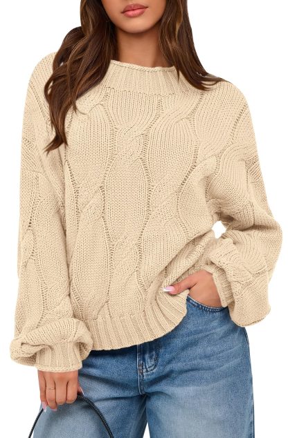 Beige cable-knit sweater - Image 8
