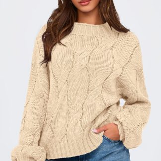 Beige cable-knit sweater