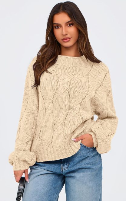 Beige cable-knit sweater