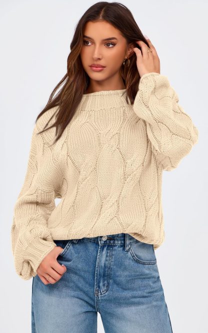 Beige cable-knit sweater - Image 6