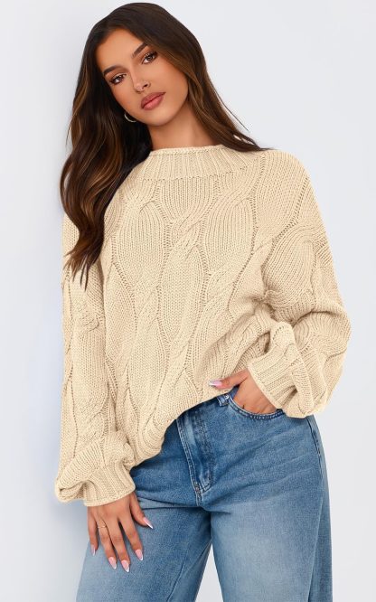 Beige cable-knit sweater - Image 5