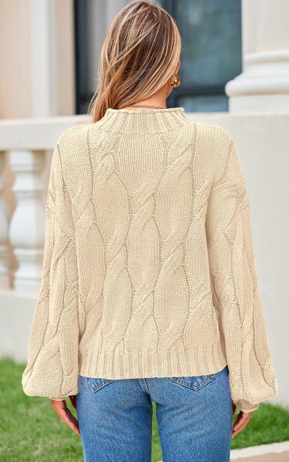 Beige cable-knit sweater - Image 3