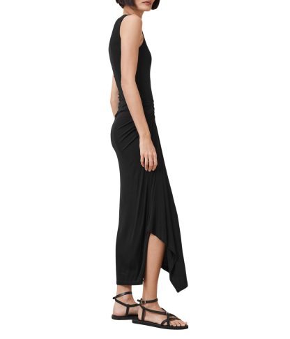 Black sleeveless pleated irregular dress - Image 4